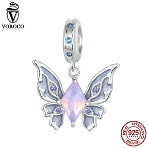 Voroco Women Gift 925 Sterling Silver Magic Butterfly Pendant Charm Fit Bracelet - Picture 1 of 12