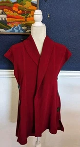 Soft Surroundings Vest Red Mesa Button Draped Open Front Sz Medium M - Picture 1 of 9