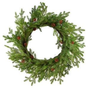 Künstlicher Tannenkranz Grün-Braun mit Zapfen, Deko Weihnachten, Ø49cm - Bild 1 von 4