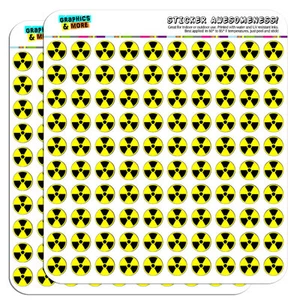 Radioactive Nuclear Warning Symbol 0.5" Scrapbooking Crafting Stickers - Picture 1 of 1