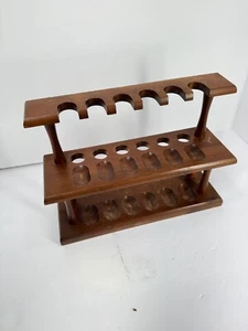 Vintage Decatur Industries 12 Smoking Pipe 2 Tier Wood Stand Walnut Display Rack - Bild 1 von 5