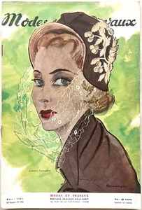 Modes et Travaux Nr. 579 März 1949 Zeitschrift Nähen Stricken Mode Kreation LEMONNIER - Bild 1 von 5