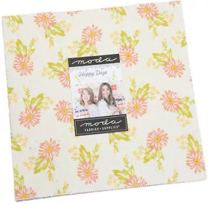 Happy Days Moda Layer Cake 42 100% Cotton 10" Precut Quilt Squares - Picture 1 of 2