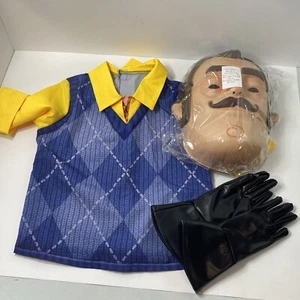 Boy's Medium Hello Neighbor Costume Shirt Glove And Mask Halloween Outfit - Picture 1 of 11