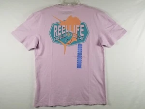 NWT Reel Life Fishing Swordfish Graphic Short Sleeve T-Shirt Pink Lavender Large - Bild 1 von 19