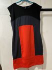 Banana Republic Red/Black/Grey Block Color Sheath Dress sz 12 Lined Stretchy