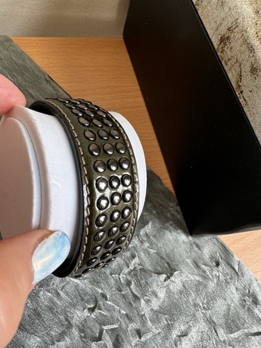 BURBERRY BRACCIALE BRACCIALE BORBERRY MOTO PELLE BORCHIE MUSCHIO ITALIA OS