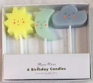 Meri Meri Sun Moon Stars Birthday Candle Set 6 pc Cake Topper Baby Shower NEW - Picture 1 of 3