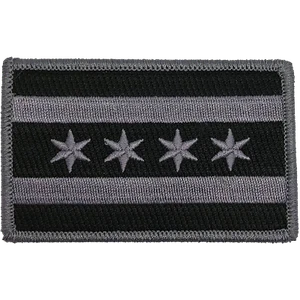 CITY OF CHICAGO FLAG PATCH: Grey & Black, Size 3.5" x 2.25" - Picture 1 of 1