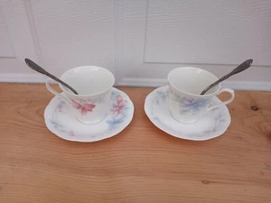 vintage SET TWO Tea cup & dish &spoon Fine China signed JAPAN NORITAKE - Bild 1 von 7