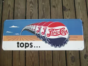 Pepsi Steel Sign Blue Pepsi Tops Bottle Cap Retro Reproduction - Picture 1 of 6