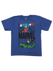 Marvel Comics Boys Blue Avengers T-Shirt Hulk Spider-Man Thor Tee Shirt XS (4) - Picture 1 of 1