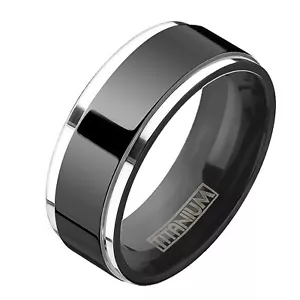 Minimalistischer Schwarz Titan Ring Comfort Fit Modern Gothic Ehering - Bild 1 von 4