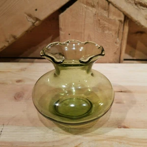 Green Vase w/ Ruffled Rim - Swanky Barn - Picture 1 of 12