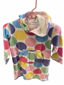 MINI BODEN Sz 5-6Y Rainbow spots Hooded Terrycloth Toweling LS Cover Up Dress - Picture 1 of 4