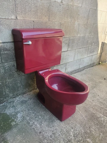 Vintage Persian Red Porcelain Toilet Old Crane Bathroom Cover