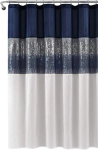 - Shower Curtain, Sparkly Color Block, Sequin Design, Modern Glam Bathroom Decor - Picture 1 of 12