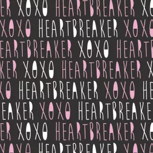 Handwritten XOXO Black/Pink Premium Quality 100% Cotton Sold by The Yard - Picture 1 of 1