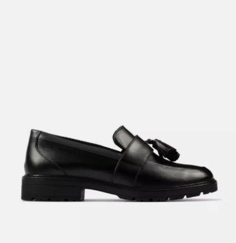 Mocassino Clarks ragazza Loxham mocassino nero in pelle scarpe scuola UK 4 5 F EU 37 5