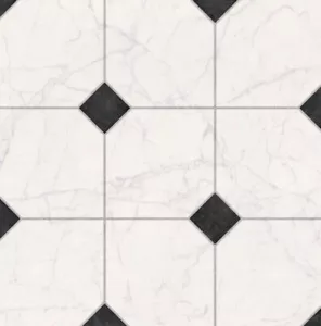 Vinyl Flooring Lino Roll Black & White Vintage Kitchen Diamond Victorian Tiles - Picture 1 of 7