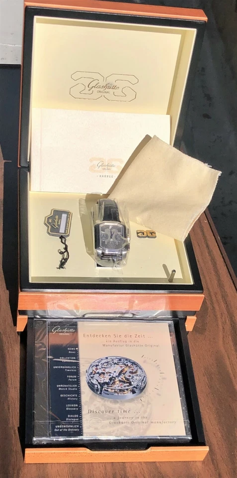 PRICED TO SELL Extremely RARE  Glashutte Original Karree SS Senator Chronograph  - Image 1 of 4