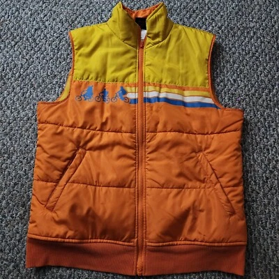 Stranger Things Puffer Vest Netflix Mens Medium Retro Orange Yellow Blue Zip Up - Image 1 of 4