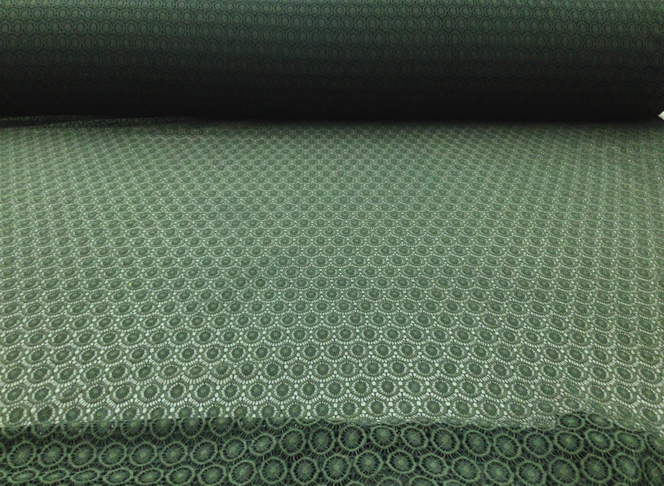 Stretch Lace Mesh Netting Apparel Fabric Sheer Hunter Green Circles YY111 - Image 1 of 1