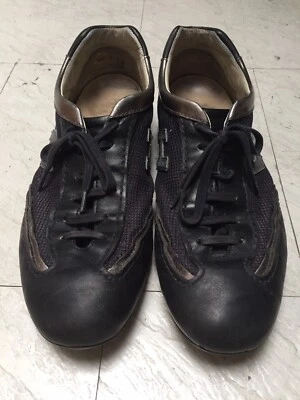 SCARPE HOGAN SIZE 7 TAGLIA 42 BLU ARGENTO ANTICATO TELA PELLE USATE BUONO STATO - Immagine 1 di 4