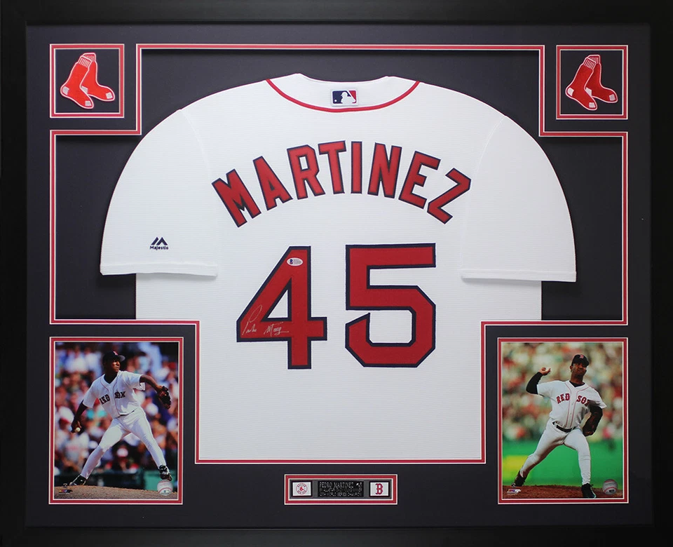 Pedro Martinez Autographed & Framed White Red Sox Jersey Auto Beckett COA - Image 1 of 4