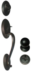 Maniglia porta anteriore bronzo strofinato ad olio per ingresso spesso 2 1/16" manopola rotonda - Foto 1 di 2