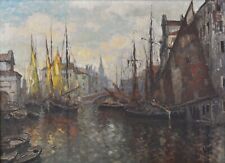 Professor Otto Hamel (1866-1950) - großes altes Hafengemälde - Venedig?