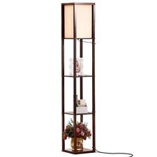 Brightech Floor Lamps Traditional 3-Shelf Fabric Square Shade Lantern Brown