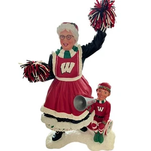 Danbury Mint Mrs Claus And Elf Cheering University Of Wisconsin No Box - Bild 1 von 8