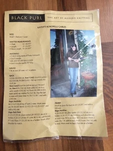 Black Purl Knitting Pattern Kathy's Cables Sweater Kokopelli Cables - Picture 1 of 3