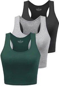 Workout Crop Tops for Women Tank Top Cropped Athletic Shirt Racerback Tanks S... - Picture 1 of 4