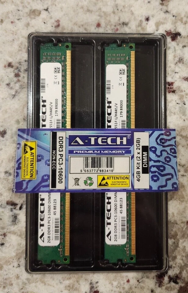 A-Tech 2x2GB(4GB) DDR3 PC3-10600 1333MHz RAM Kit NON-ECC - Image 1 of 3