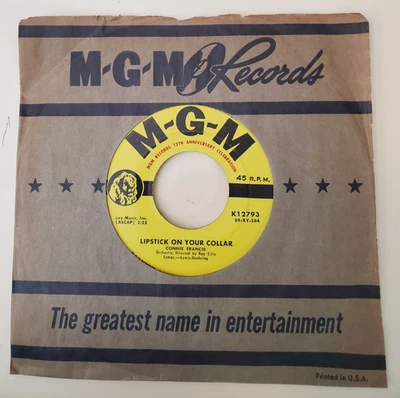 Connie Francis  LIPSTICK ON YOUR COLLAR  (ROCK 45) #12793 PLAYS VG++ - Image 1 of 4