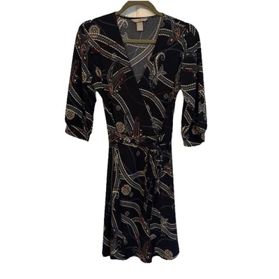 H&M женщин средний пейсли печать синий надежном галстук платье - Изображение 1 из 4