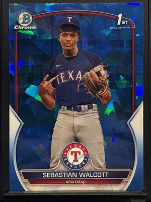 2023 Bowman Sapphire Sebastian Walcott 1st Bowman RC BCP-189 Rangers Prospect  - Image 1 of 4