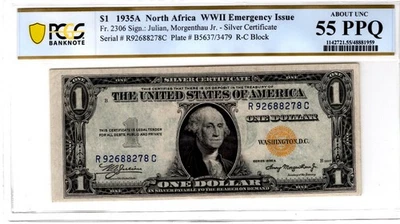 $1 NORTH AFRICA 1935A Fr-2309 Julian-Mogenthau PCGS Banknote AU55PPQ  AvenueCoin - Image 1 of 2