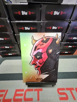 2024 Topps Star Wars High Tek Sketch Card Darth Maul 1/1 Auto - Image 1 of 2
