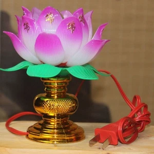 Feierlich Lotuslampe Rosa Anbetungslampe Kreativ Schreibtischlampe  Tempel - Picture 1 of 10