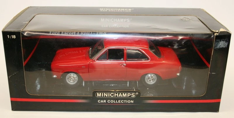 Minichamps 1/18 Scale Metal Model Car 150 081070 - Ford Escort MK1 RHD - Red - Image 1 of 4