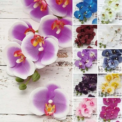 Centros de mesa 2 piezas de 40 pulgadas de alto artificiales imitación seda orquídea flores aerosoles tallos Foto 1 de 2