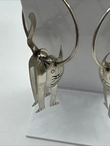 Hermosos pendientes colgantes vintage de plata de ley para gatos - Imagen 1 de 8
