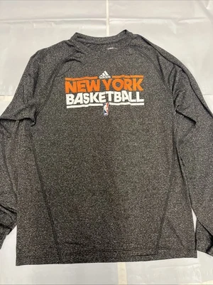 Camisa masculina vintage Adidas Climalite New York Knicks cinza manga comprida M 2010-11 - Imagem 1 de 4