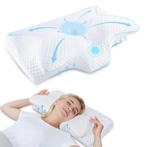 HOMCA CERVICAL PILLOW MEMORY FOAM PILLOWS CONTOUR MEMORY FOAM PILLOW - WHITE - Picture 1 of 5