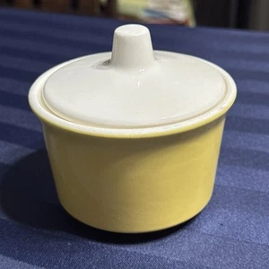 VINTAGE MCM GELBE KERAMIK ZUCKERDOSE MADE IN USA Mid Century Modern - Bild 1 von 8