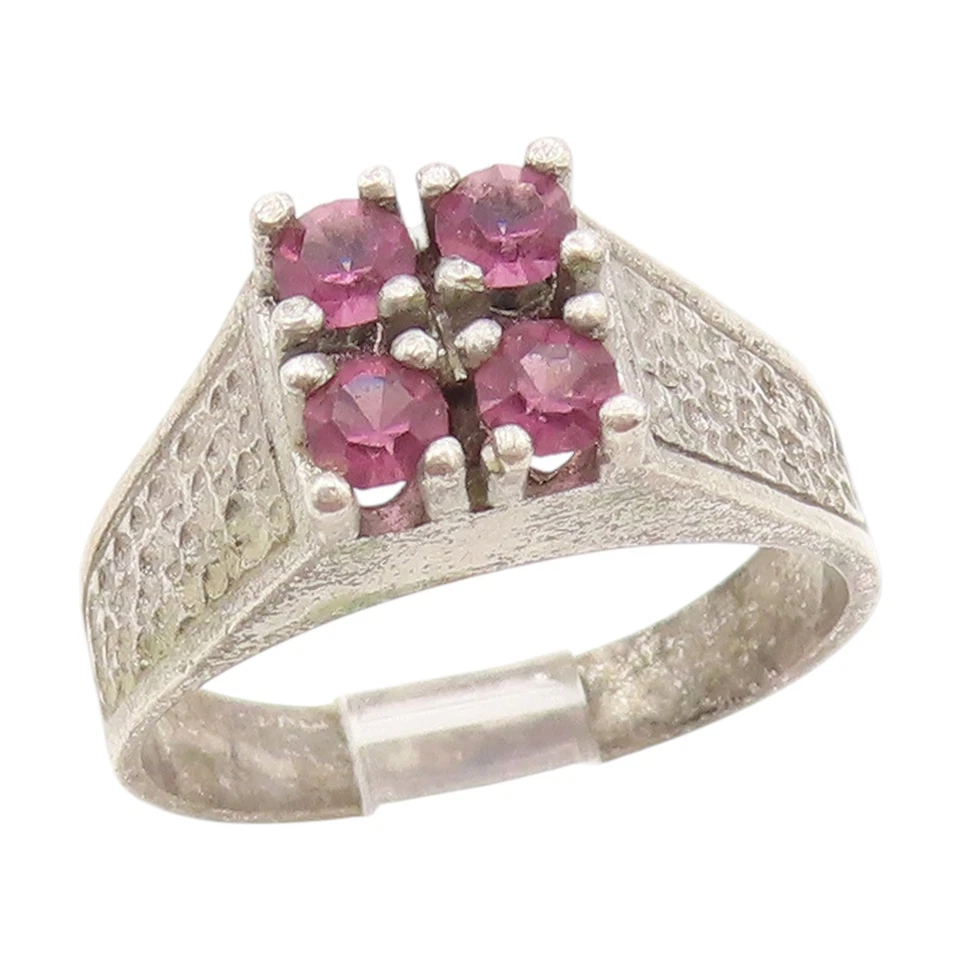 Anillo de plata de ley 925 vintage grueso topacio rosa banda cuádruple talla 7 RG34527 Foto 1 de 4