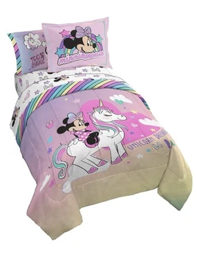 Minnie Mouse Rainbow Unicorn Dreams Kids Bedding Set w/ Reversible Comforter - Image 1 of 4